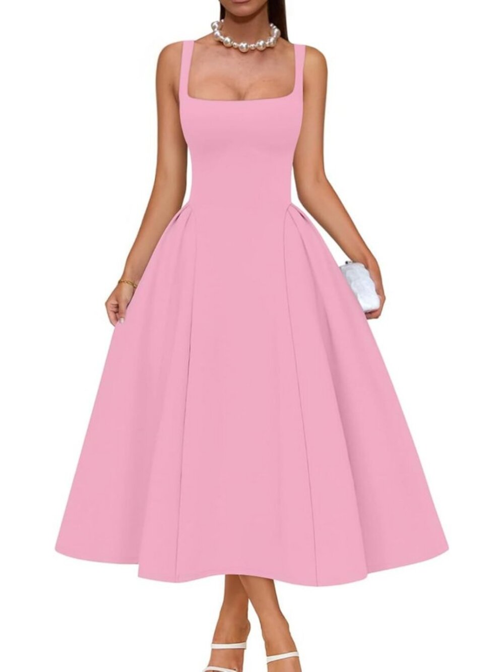Elegant Swing A-Line Midi Dress for Wedding Guests & Parties - Perfect Fit!